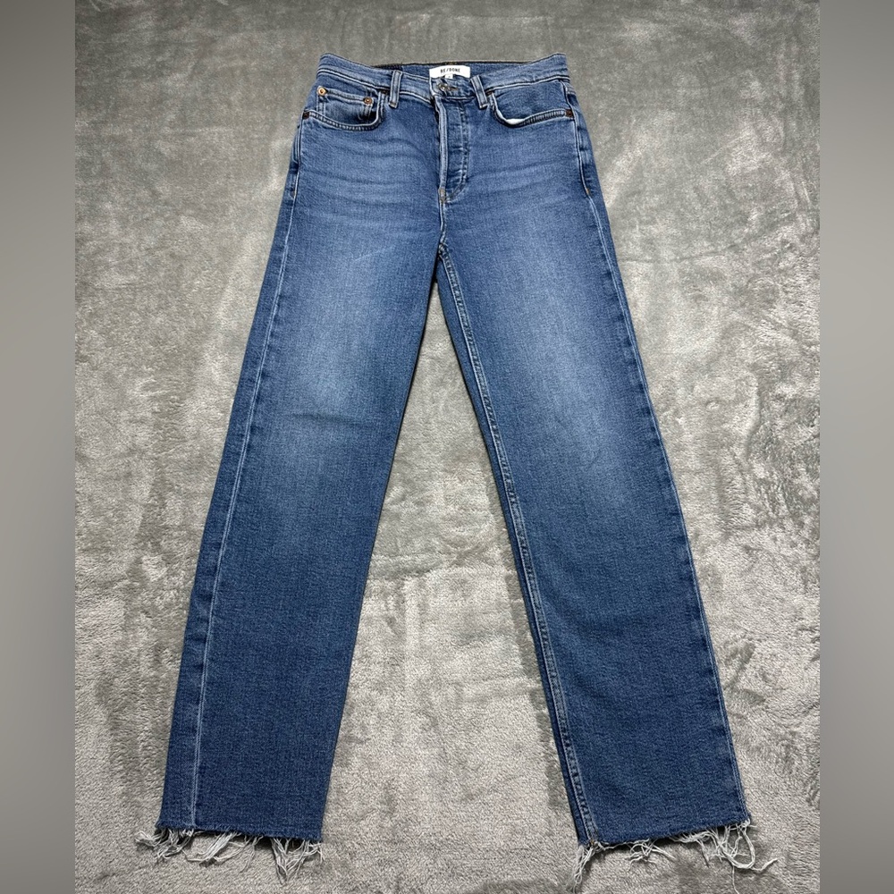 RE/DONE Jeans Womens 25 Blue 70s Stove Pipe High Rise Straight Organic Cotton